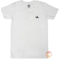 TEE V-Neck White Black Small