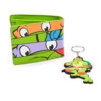 Teenage Mutant Ninja Turtles Masks Bi-fold Wallet and Raph Keychain GiftsetGreen