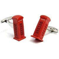 telephone box cufflinks in chrome box