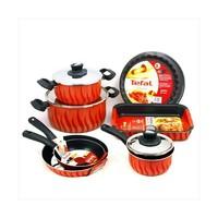 Tefal Tempo Flame Red 10 Piece Pan & Cookware Set