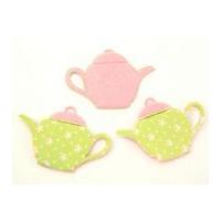 Tea Cup Shape Padded Felt Motifs 65mm Pink/Green