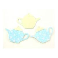 Tea Cup Shape Padded Felt Motifs 65mm Cream/Blue