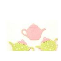 Tea Cup Shape Padded Felt Motifs 65mm Pink/Green