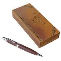 Ted Baker Leather Ball Pen and Box Brown