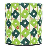 Tea Canister - Green And White, Diamond Pattern