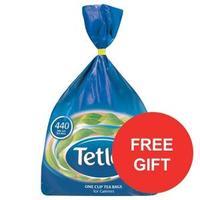 Tetley High Quality Tea Bags 1 Cup Pack of 440 x 2 and Free Tea