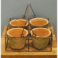 Terracotta Plant Pot & Wire Basket Set (4 Pots) by Fallen Fruits