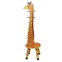 Teamson Kids Giraffe High Backed Stool with Coat Rack