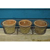 Terracotta Plant Pot & Wire Basket Set (3 Pots) by Fallen Fruits