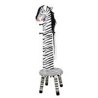Teamson Kids Zebra High Backed Stool with Coat Rack