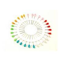 Teardrop Shape Long Craft Pins on a Pin Wheel Multicoloured