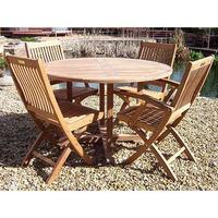 Teak 4 Seater Table Set With 2 Armchairs and 2 Chairs Teak 4 Seater Pedestal Table Set With 2 Armchairs and 2 Chairs