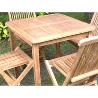 teak 80cm square fixed table