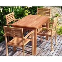 teak 4 seater rectangular stacking set