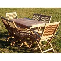 teak 120cm rectangular 6 seater folding set