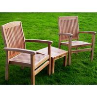 Teak 2 Seater Armchair and Coffee Table Set
