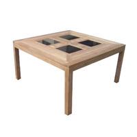 Teak Square Fixed Table with Granite Hotplates