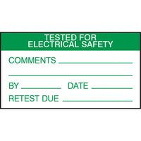 tested for electrical safety labels green on nylon cloth 70 x 38m
