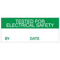 Tested For Electrical Safety Labels Green On Nylon Cloth 38 x 15mm...