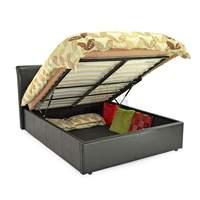 Texas Faux Leather Ottoman Bed - Superking - Black