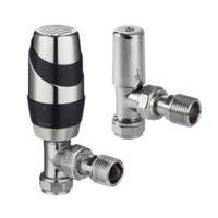 Terrier Anthracite & Chrome Angled Radiator Valve & Lockshield Set