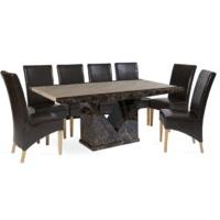 tenore 220cm marble dining table with cannes chairs