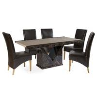 Tenore 160cm Marble Dining Table with Cannes Chairs