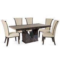 Tenore 160cm Marble Dining Table with Alpine Chairs