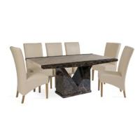 Tenore 180cm Marble Dining Table with Cannes Chairs