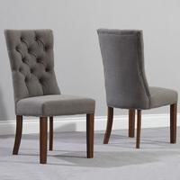 Tetras Fabric Dining Chair In Grey And Dark Oak In A Pair