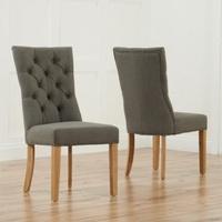 Tetras Fabric Dining Chair In Grey With Wooden Legs In A Pair