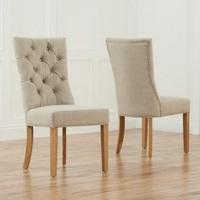 Tetras Fabric Dining Chair In Beige With Wooden Legs In A Pair