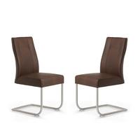 Telsa Dining Chair In Chocolate Faux Leather In A Pair