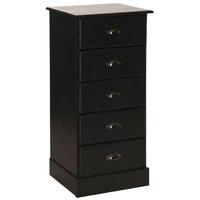 Terra Pine and Dark Stain Chest of Drawer - Narrow 5 Drawer