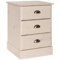 Terra Pine and Whitewash Stain Bedside Cabinet - 3 Drawer