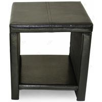 Texas Black Faux Leather Bedside Table