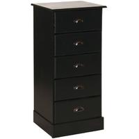 Terra Pine Dark Stain Lacquered 5 Chest of Drawer Narrow