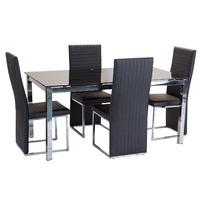 Tempo 160cm Glass Top Dining Table with 4 Chairs