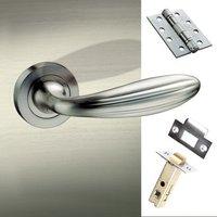 Terassa Mediterranean Fire Lever on Rose - Satin Nickel Handle Pack