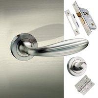 Terassa Mediterranean Bathroom Lever on Rose - Satin Nickel Handle Pack