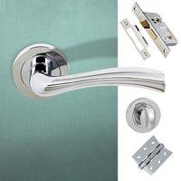 Texas Status Bathroom Lever on Round Rose - Polished Chrome Handle Pack