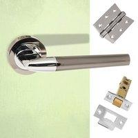 Tennessee Status Lever on Round Rose - Black Nickel - Polished Chrome Handle Pack