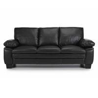 Texas 3 Seater Leather Sofa Black