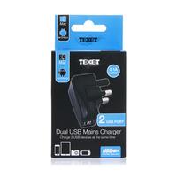 Texet USB Charger Mains 1000mA Black