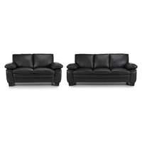 Texas 3 and 2 Seater Leather Suite Black