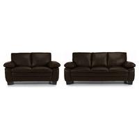 Texas 3 and 2 Seater Leather Suite Brown