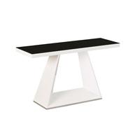 Teslin Glass Console Table In Black And White Gloss