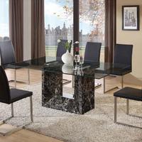 Tempo Glass Dining Table With Marble Base