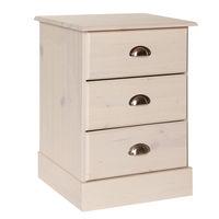 Terra 3 Drawer Bedside Cabinet Whitewash Pine