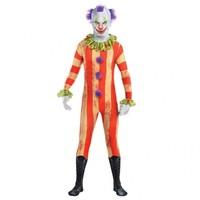 Teen Clown Party Suit Costume Scary Zombie Halloween Horror Evil Circus Clown Fancy Dress Skin Full Outfit (Small)